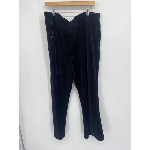 WOMEN'S LAUREN RALPH LAUREN BLACK VELVET LOUNGE PANTS SIZE 2X - Picture 1 of 4